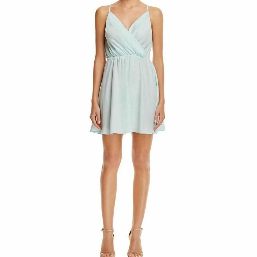 AMANDA UPRICHARD Chelsea 100% Silk Light Blue Aqua Teal Women's Mini Dress Small